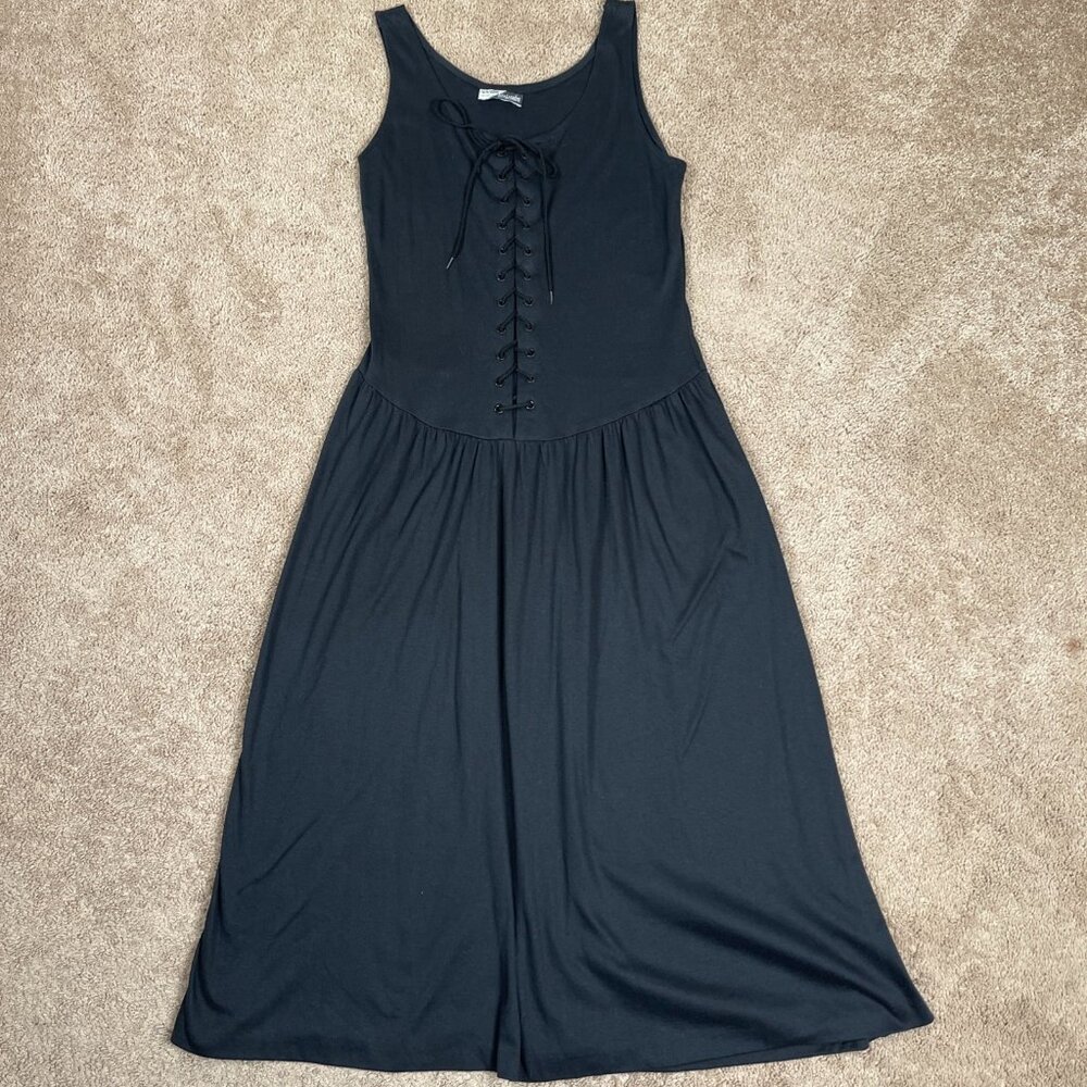Sunshine Starshine Dress Womens M Black Lace Bodice Pirate Witchy Goth Cosplay